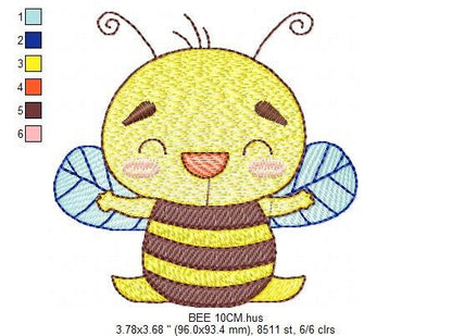 Bee embroidery design - Bee Happy embroidery designs machine embroidery pattern - baby girl embroidery file - honey bee design  pes jef hus Marcia Embroidery