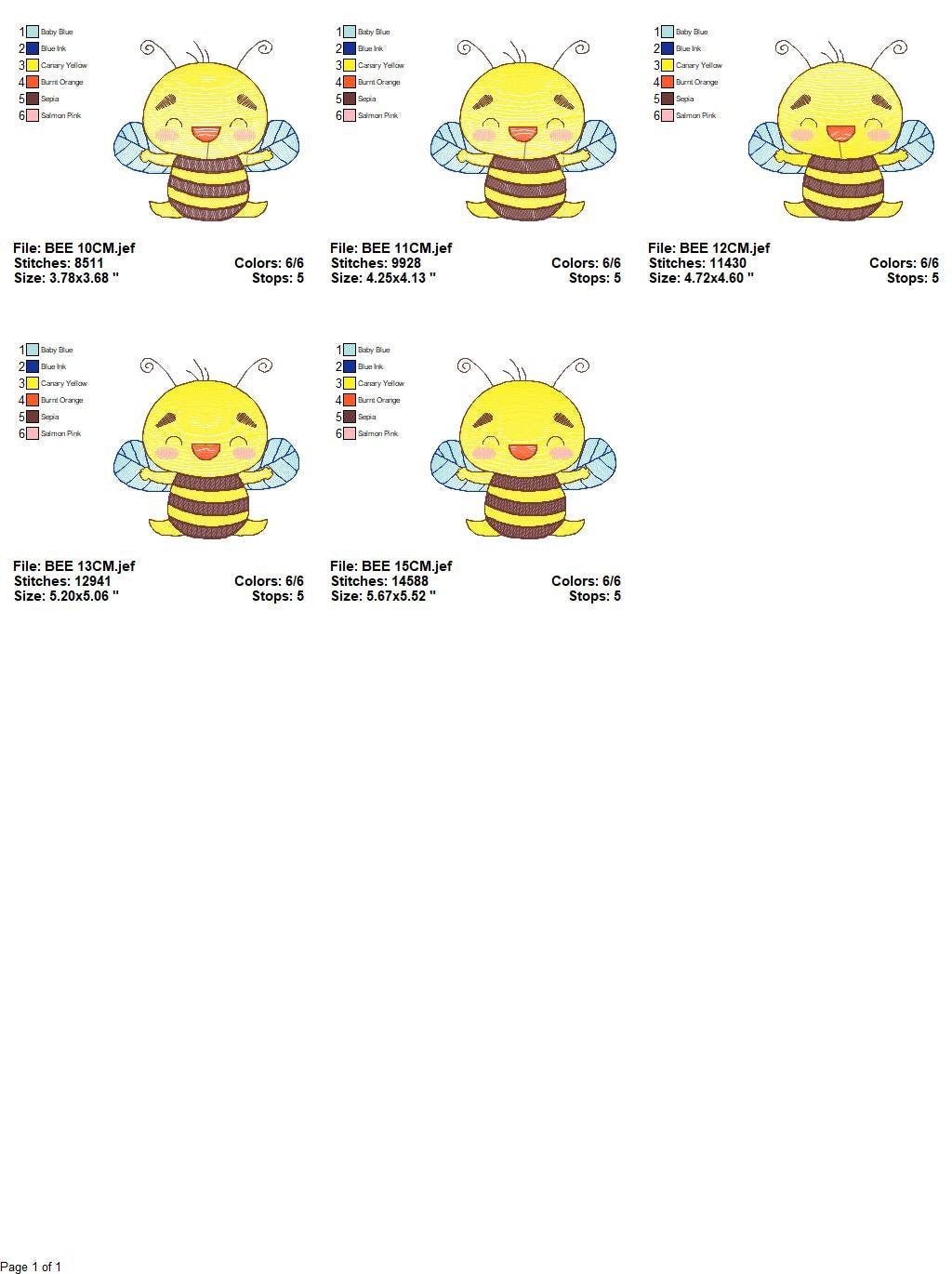 Bee embroidery design - Bee Happy embroidery designs machine embroidery pattern - baby girl embroidery file - honey bee design  pes jef hus Marcia Embroidery