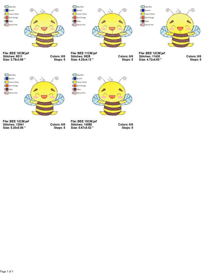 Bee embroidery design - Bee Happy embroidery designs machine embroidery pattern - baby girl embroidery file - honey bee design  pes jef hus Marcia Embroidery