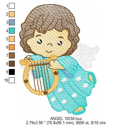 Angel embroidery designs - Baby boy embroidery design machine embroidery pattern - Angel with harp embroidery file - instant download jef