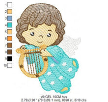 Charger l&#39;image dans la galerie, Angel embroidery designs - Baby boy embroidery design machine embroidery pattern - Angel with harp embroidery file - instant download jef
