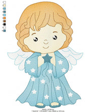 Charger l&#39;image dans la galerie, Angel embroidery designs - Baby girl embroidery design machine embroidery pattern - Girl with wings embroidery file - instant download pes
