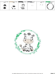 Zebra embroidery designs - Safari embroidery design machine embroidery pattern - Animal embroidery download - Zebra with frame pes jef hus