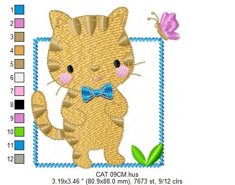 Cat embroidery design - Kitty embroidery designs machine embroidery pattern - Pet embroidery file - Baby boy embroidery - instant download Marcia Embroidery