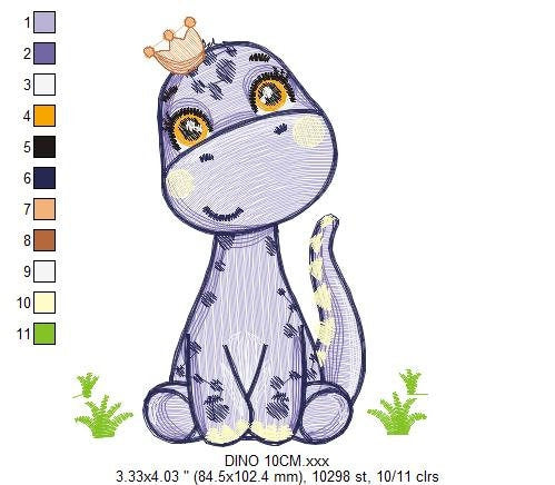 Dinosaur embroidery designs - Dino embroidery design machine embroidery pattern - instant download - Brontosaurus embroidery file pes jef