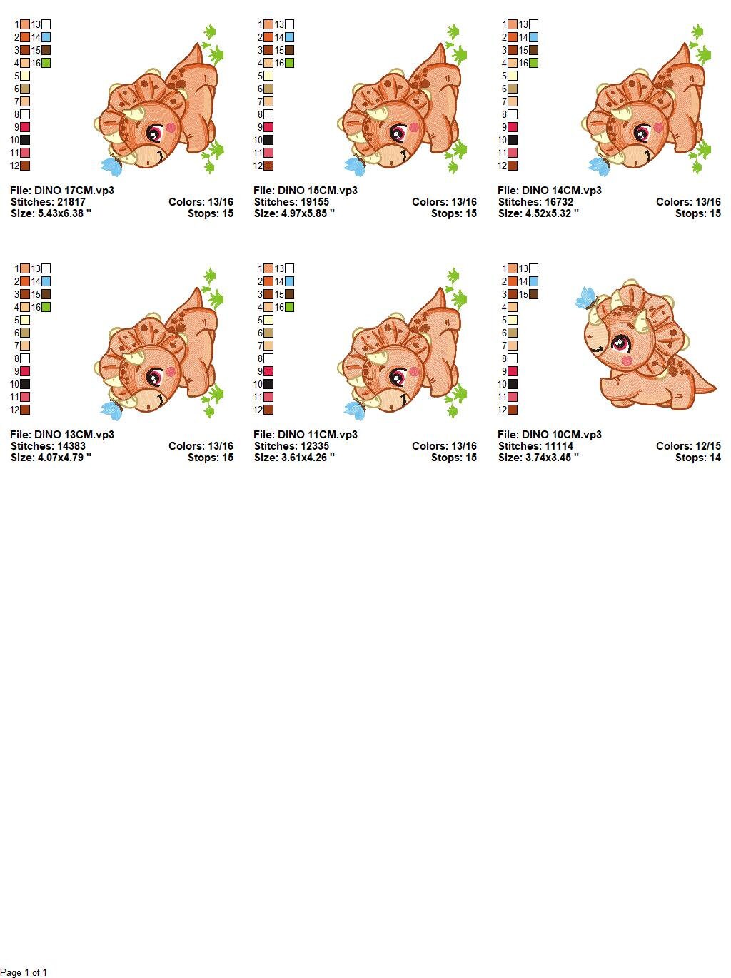 Dinosaur embroidery designs - Dino embroidery design machine embroidery pattern - instant download - Triceratops embroidery file pes jef hus