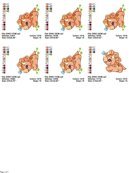 Dinosaur embroidery designs - Dino embroidery design machine embroidery pattern - instant download - Triceratops embroidery file pes jef hus
