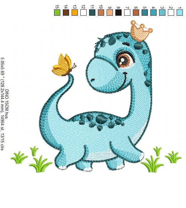 Dinosaur embroidery designs - Dino embroidery design machine embroidery pattern - instant download - Brontosaurus embroidery file pes jef