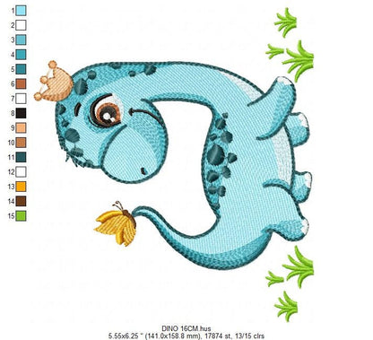 Dinosaur embroidery designs - Dino embroidery design machine embroidery pattern - instant download - Brontosaurus embroidery file pes jef