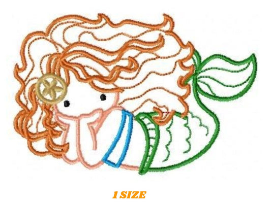 Mermaid embroidery designs - Princess embroidery design machine embroidery pattern - Mermaid applique design - Girl embroidery file download