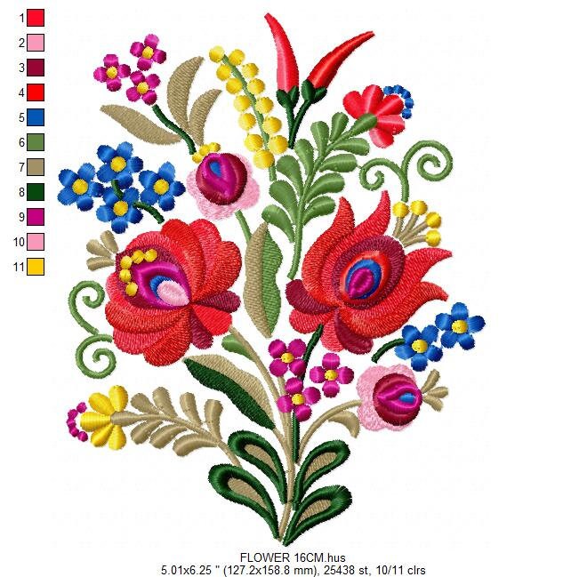 Hungarian embroidery designs - Flowers embroidery design machine embroidery pattern - Floral embroidery file - instant download digital file