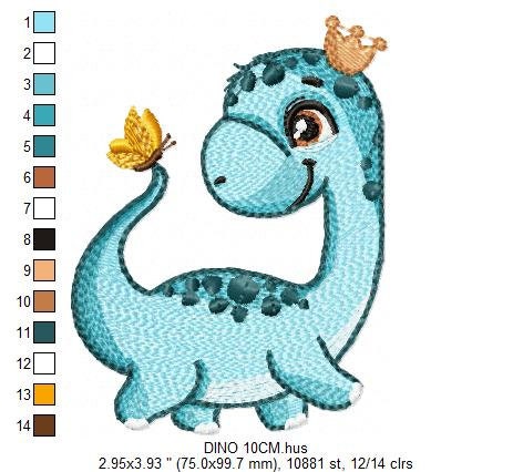 Dinosaur embroidery designs - Dino embroidery design machine embroidery pattern - instant download - Brontosaurus embroidery file pes jef