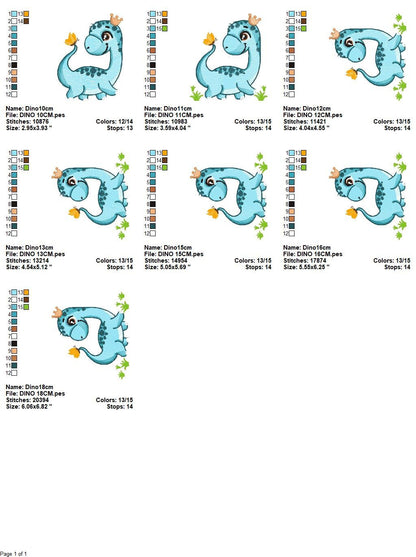 Dinosaur embroidery designs - Dino embroidery design machine embroidery pattern - instant download - Brontosaurus embroidery file pes jef