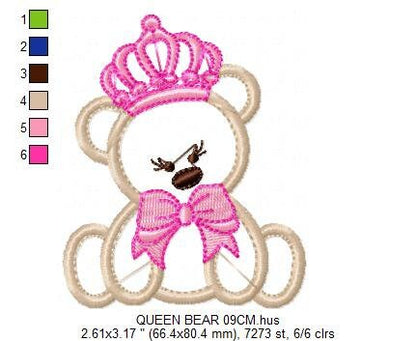 Bear embroidery designs - Teddy embroidery design machine embroidery pattern - King embroidery file Queen embroidery - Bear applique design