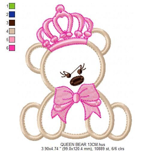 Bear embroidery designs - Teddy embroidery design machine embroidery pattern - King embroidery file Queen embroidery - Bear applique design