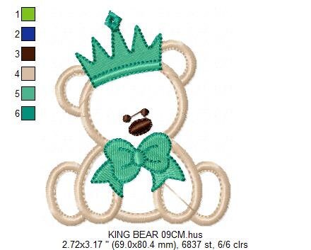 Bear embroidery designs - Teddy embroidery design machine embroidery pattern - King embroidery file Queen embroidery - Bear applique design