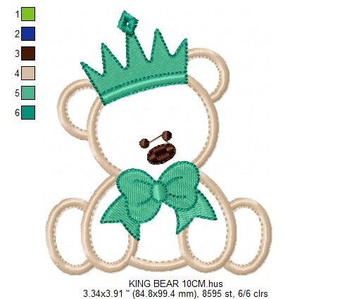 Bear embroidery designs - Teddy embroidery design machine embroidery pattern - King embroidery file Queen embroidery - Bear applique design