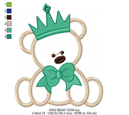Bear embroidery designs - Teddy embroidery design machine embroidery pattern - King embroidery file Queen embroidery - Bear applique design