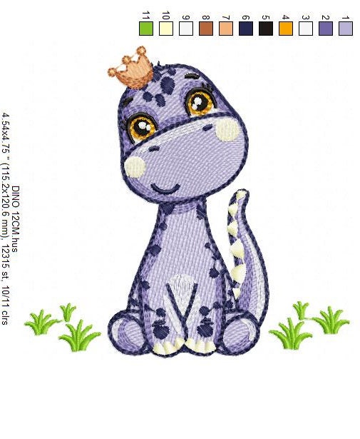 Dinosaur embroidery designs - Dino embroidery design machine embroidery pattern - instant download - Brontosaurus embroidery file pes jef