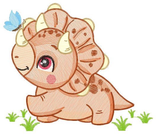 Dinosaur embroidery designs - Dino embroidery design machine embroidery pattern - instant download - Triceratops embroidery file pes jef hus