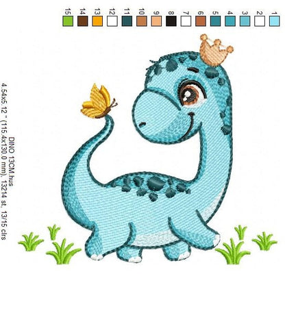 Dinosaur embroidery designs - Dino embroidery design machine embroidery pattern - instant download - Brontosaurus embroidery file pes jef