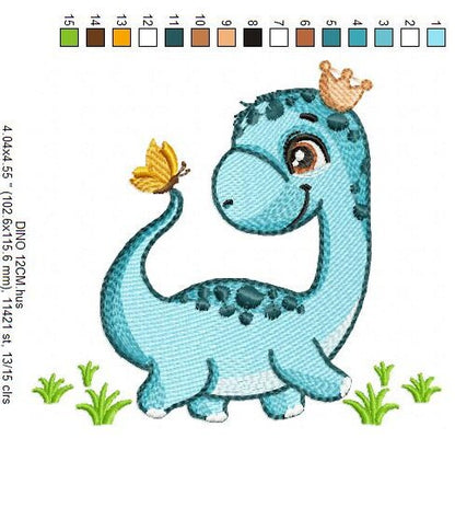 Dinosaur embroidery designs - Dino embroidery design machine embroidery pattern - instant download - Brontosaurus embroidery file pes jef