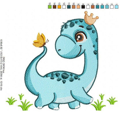 Dinosaur embroidery designs - Dino embroidery design machine embroidery pattern - instant download - Brontosaurus embroidery file pes jef