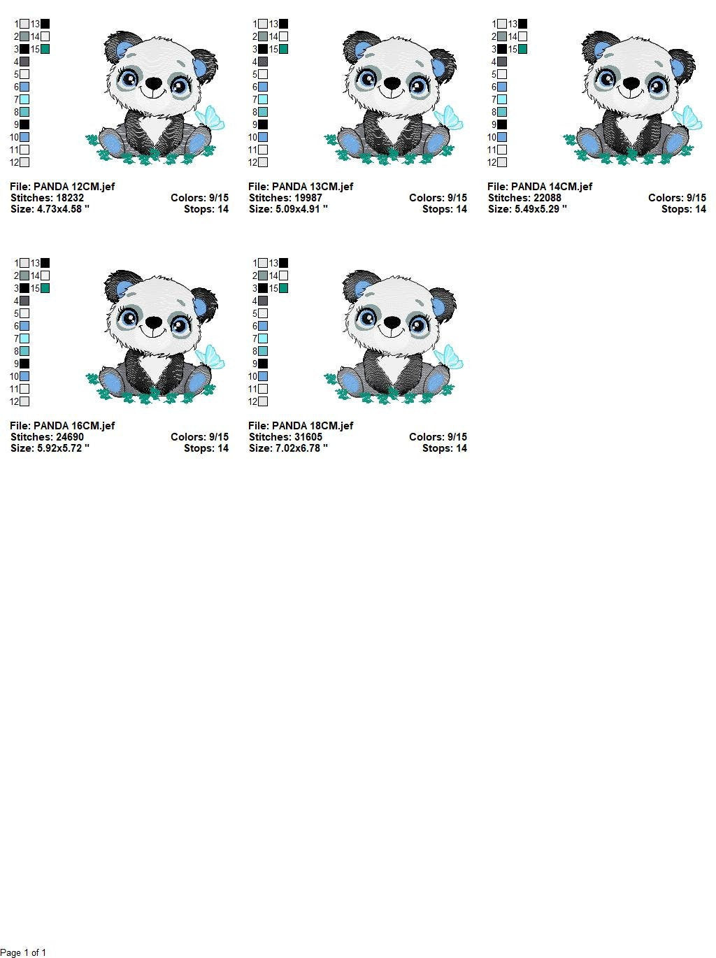 Panda embroidery design - Animal embroidery designs machine embroidery pattern - Baby boy embroidery file - Panda with butterfly download