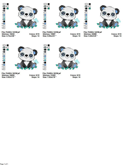 Panda embroidery design - Animal embroidery designs machine embroidery pattern - Baby boy embroidery file - Panda with butterfly download