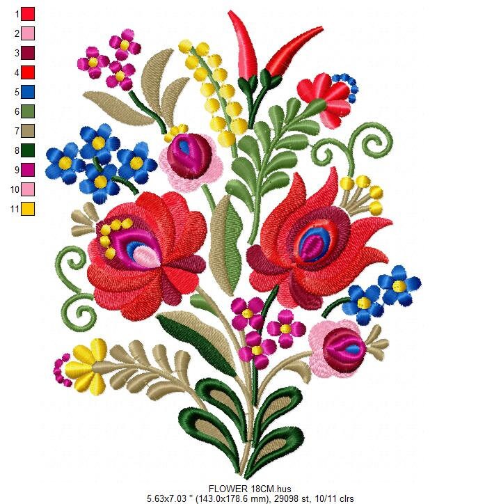 Hungarian embroidery designs - Flowers embroidery design machine embroidery pattern - Floral embroidery file - instant download digital file