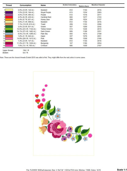 Hungarian embroidery designs - Flowers embroidery design machine embroidery pattern - Floral embroidery file - instant download digital file