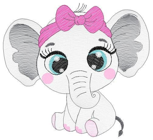 Elephant embroidery designs - Animal embroidery design machine embroidery pattern - Baby girl embroidery file - kid embroidery Towel pillow
