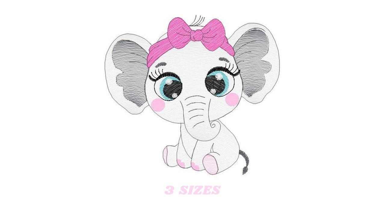 Elephant embroidery designs - Animal embroidery design machine embroidery pattern - Baby girl embroidery file - kid embroidery Towel pillow