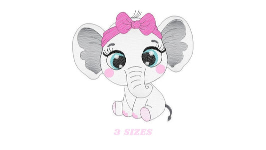 Elephant embroidery designs - Animal embroidery design machine embroidery pattern - Baby girl embroidery file - kid embroidery Towel pillow