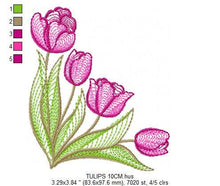 Load image into Gallery viewer, Tulip embroidery designs - Flower embroidery design machine embroidery pattern - Flower corner laurel embroidery file - instant download pes
