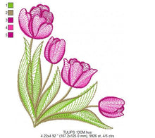 Load image into Gallery viewer, Tulip embroidery designs - Flower embroidery design machine embroidery pattern - Flower corner laurel embroidery file - instant download pes
