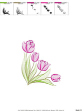 Load image into Gallery viewer, Tulip embroidery designs - Flower embroidery design machine embroidery pattern - Flower corner laurel embroidery file - instant download pes
