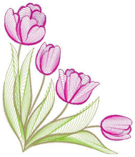 Load image into Gallery viewer, Tulip embroidery designs - Flower embroidery design machine embroidery pattern - Flower corner laurel embroidery file - instant download pes
