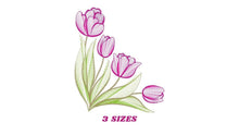 Load image into Gallery viewer, Tulip embroidery designs - Flower embroidery design machine embroidery pattern - Flower corner laurel embroidery file - instant download pes
