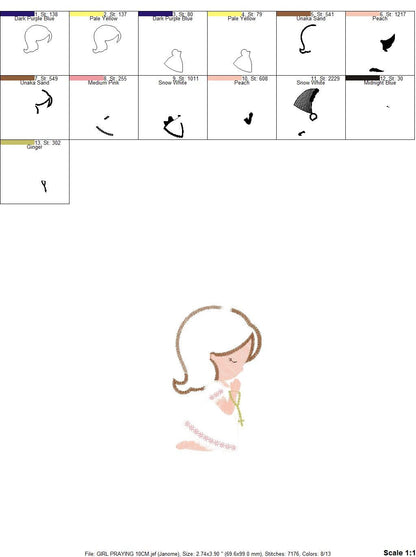 Praying Boy embroidery designs - Girl embroidery design machine embroidery pattern - First Communion embroidery file - Christening religious
