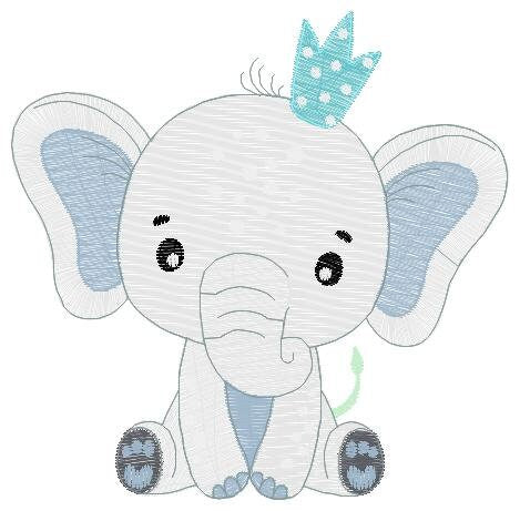 King Elephant embroidery designs - Animal embroidery design machine embroidery pattern - Baby girl embroidery file - elephant with crown pes Marcia Embroidery