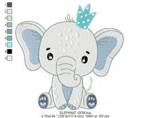 Load image into Gallery viewer, King Elephant embroidery designs - Animal embroidery design machine embroidery pattern - Baby girl embroidery file - elephant with crown pes
