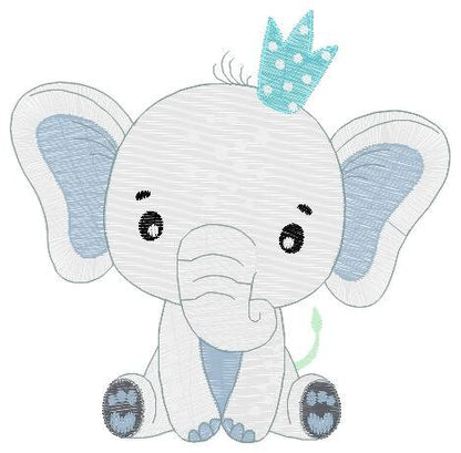 King Elephant embroidery designs - Animal embroidery design machine embroidery pattern - Baby girl embroidery file - elephant with crown pes Marcia Embroidery