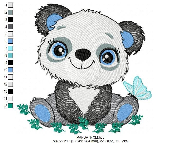 Panda embroidery design - Animal embroidery designs machine embroidery pattern - Baby boy embroidery file - Panda with butterfly download