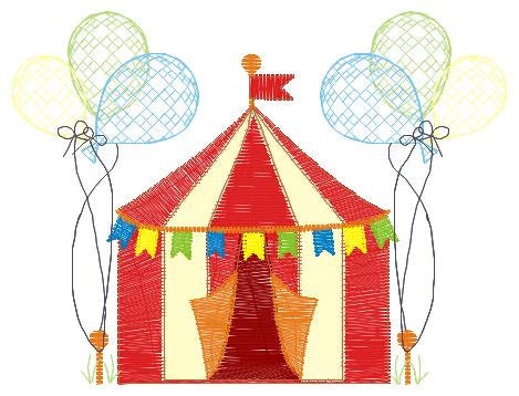 Circus embroidery design - Market Tent with balloons machine embroidery pattern - Fair embroidery file - Instant digital download pes jef
