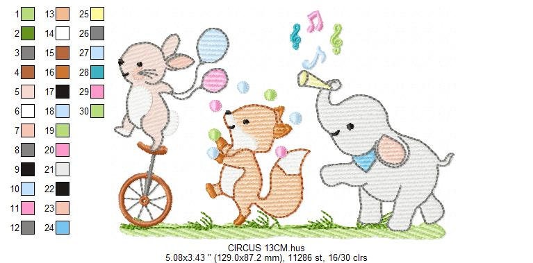 Animals embroidery designs - Elephant embroidery design machine embroidery pattern - Rabbit embroidery file - Fox embroidery rippled design
