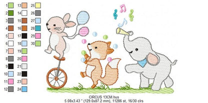 Animals embroidery designs - Elephant embroidery design machine embroidery pattern - Rabbit embroidery file - Fox embroidery rippled design
