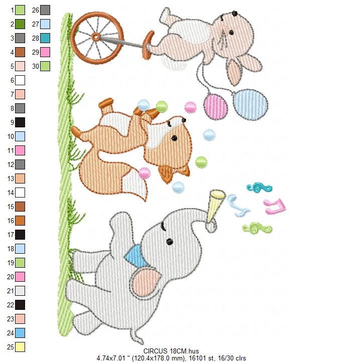 Animals embroidery designs - Elephant embroidery design machine embroidery pattern - Rabbit embroidery file - Fox embroidery rippled design