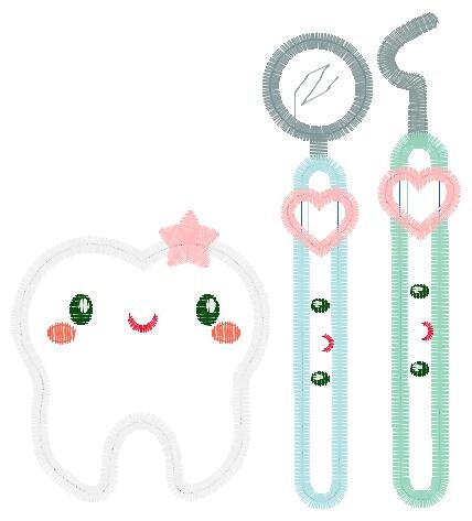 Tooth applique embroidery designs - Dental kit machine embroidery pattern - Dentist Teeth file - Instant digital download pes jef dst hus