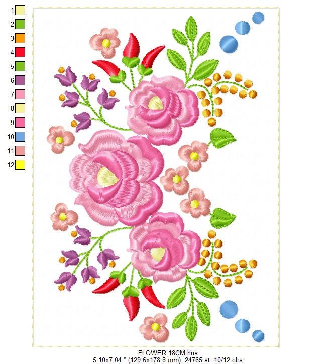 Hungarian embroidery designs - Flowers embroidery design machine embroidery pattern - Floral embroidery file - instant download digital file
